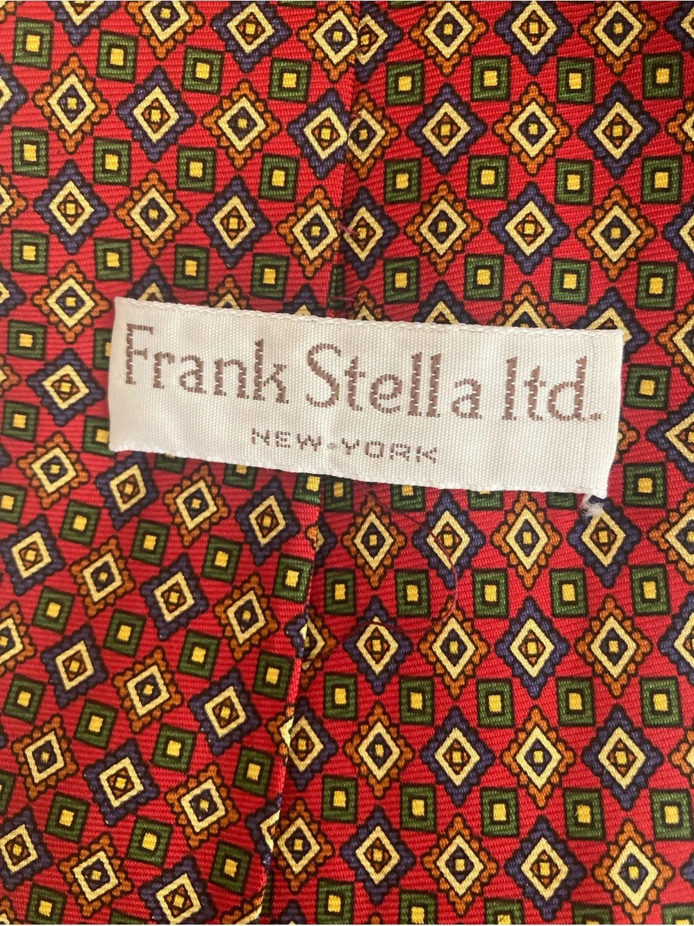 Frank Stella N.Y Classic Men's Red Geometric Silk Tie